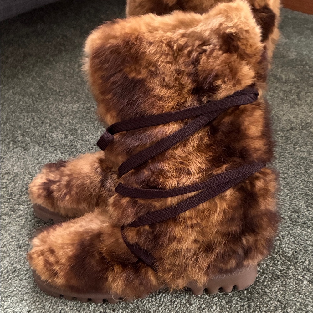 Bebe Y2K Women’s Faux Fur Boots Size 7 Brown Vintage - Picture 7 of 7